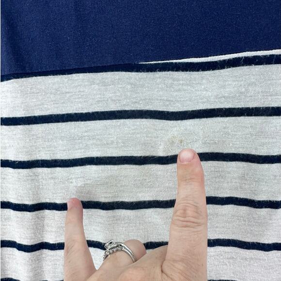 BDG Woman's sz M Striped Navy and White Boatneck T Shirt Tunic Urban Outfitters - Picture 5 of 6